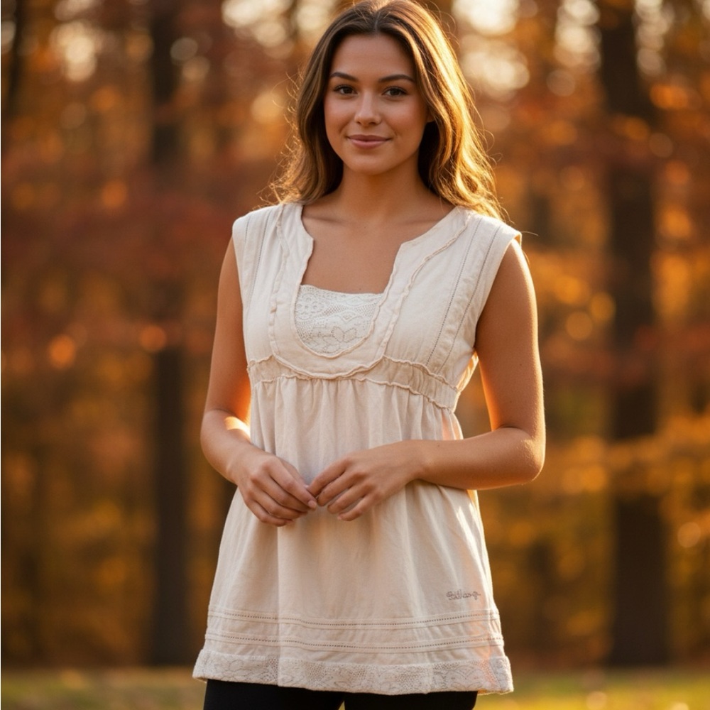 Vintage Billabong Bella Swan Core Y2K Vibes – Cream Top, Size M
